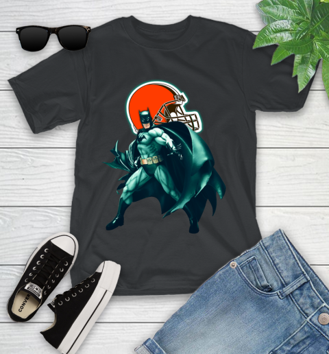 NFL Batman Football Sports Cleveland Browns Youth T-Shirt 2