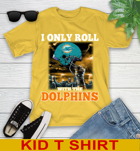 Miami Dolphins NFL Football I Only Roll With My Team Sports Youth T-Shirt 9