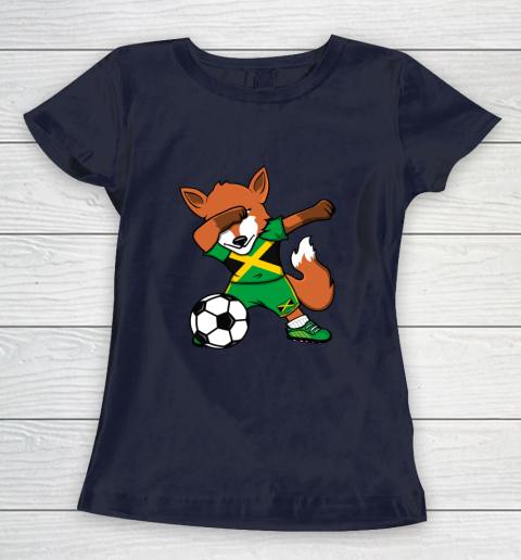 Dabbing Fox Jamaica Soccer Fans Jersey Jamaican Football Fan Women's T-Shirt 3