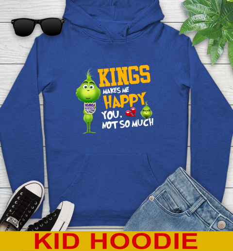 NBA Sacramento Kings Makes Me Happy You Not So Much Grinch Basketball Sports Youth Hoodie 10