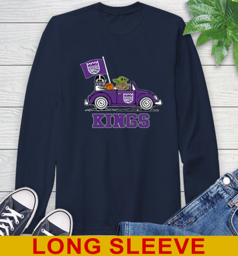 NBA Basketball Sacramento Kings Darth Vader Baby Yoda Driving Star Wars Shirt Long Sleeve T-Shirt 4