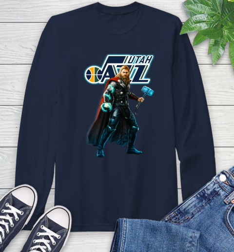 NBA Thor Avengers Endgame Basketball Utah Jazz Long Sleeve T-Shirt 4
