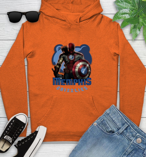 Memphis Grizzlies NBA Basketball Captain America Thor Spider Man Hawkeye Avengers Youth Hoodie 5