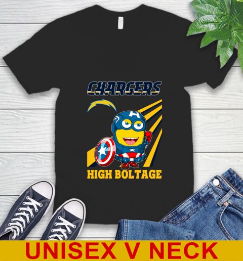 NFL Football Los Angeles Chargers Captain America Marvel Avengers Minion Shirt V-Neck T-Shirt