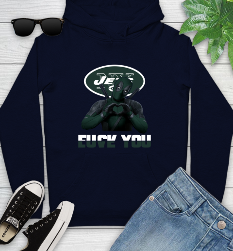 NHL New York Jets Deadpool Love You Fuck You Football Sports Youth Hoodie 3