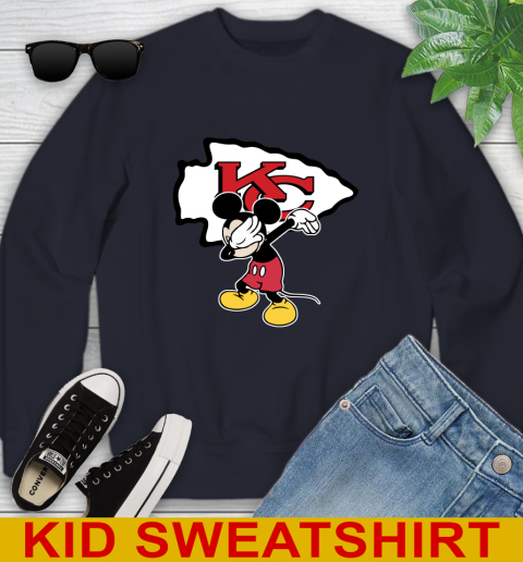 Kansas City Chiefs NFL Football Dabbing Mickey Disney Sports Youth Sweatshirt 3