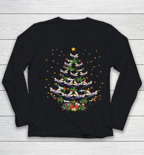 Dragonfly Christmas Tree Santa Dragonfly Bird Xmas Gift Youth Long Sleeve