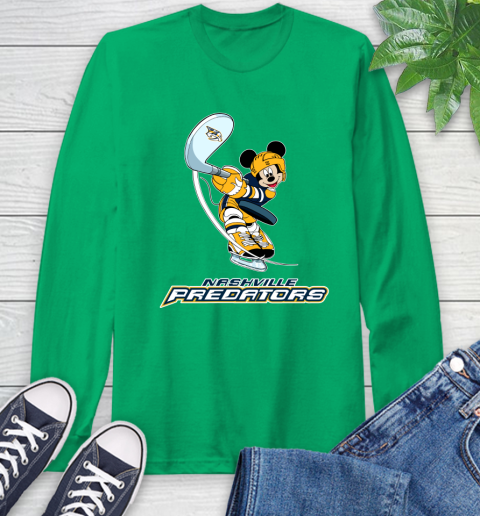 NHL Hockey Nashville Predators Cheerful Mickey Mouse Shirt Long Sleeve T-Shirt 8