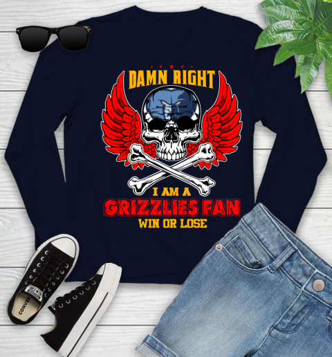 NBA Damn Right I Am A Memphis Grizzlies Win Or Lose Skull Basketball Sports Youth Long Sleeve 2