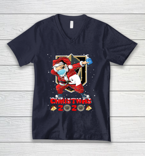 Vegas Golden Knights Funny Santa Claus Dabbing Christmas 2020 NHL V-Neck T-Shirt 2