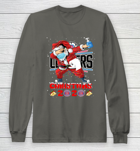 LA Clippers Funny Santa Claus Dabbing Christmas 2020 NBA Long Sleeve T-Shirt 5