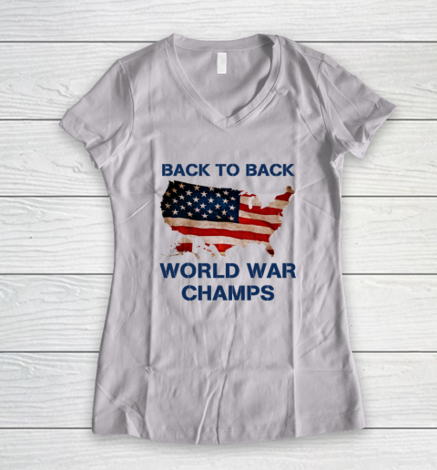 Back To Back World War Champs USA Women's V-Neck T-Shirt