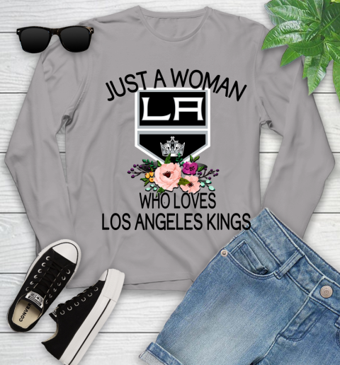 NHL Just A Woman Who Loves Los Angeles Kings Hockey Sports Youth Long Sleeve 3