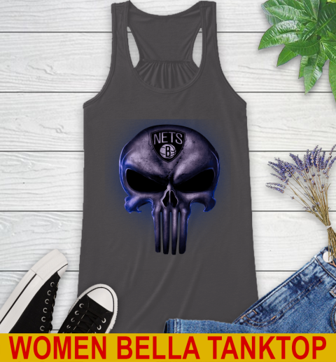 Brooklyn Nets NBA Basketball Punisher Skull Sports Racerback Tank 10