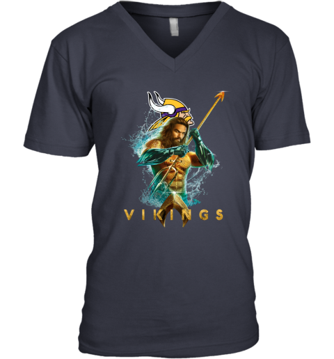 NFL Minnesota Vikings Aquaman DC Football Sports vBQw4XrjBE6 v neck unisex 8 95 151514 front navy