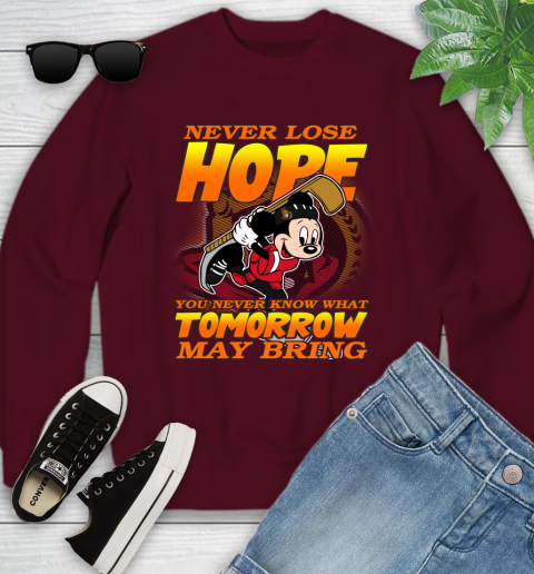Ottawa Senators NHL Hockey ootball Mickey Disney Never Lose Hope Youth Sweatshirt - Image 5