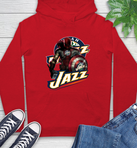 Utah Jazz NBA Basketball Captain America Thor Spider Man Hawkeye Avengers Hoodie 10