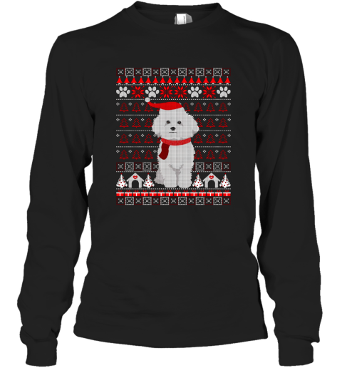 Bichon Frise Ugly Christmas Sweater Holiday Dog T Shirt Long Sleeve