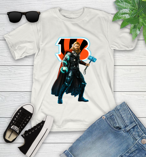NFL Thor Avengers Endgame Football Cincinnati Bengals Youth T-Shirt