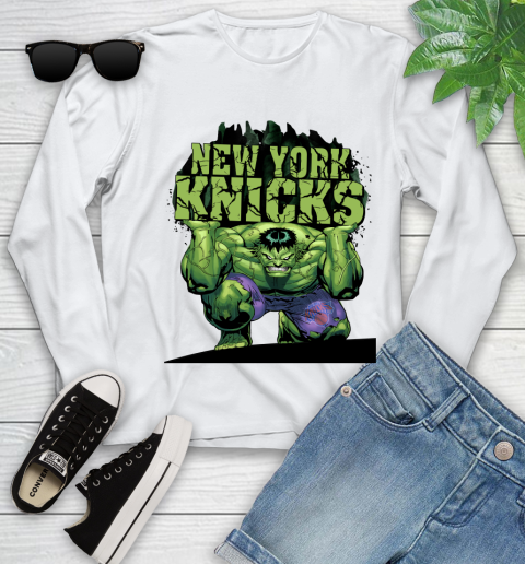 New York Knicks NBA Basketball Incredible Hulk Marvel Avengers Sports Youth Long Sleeve
