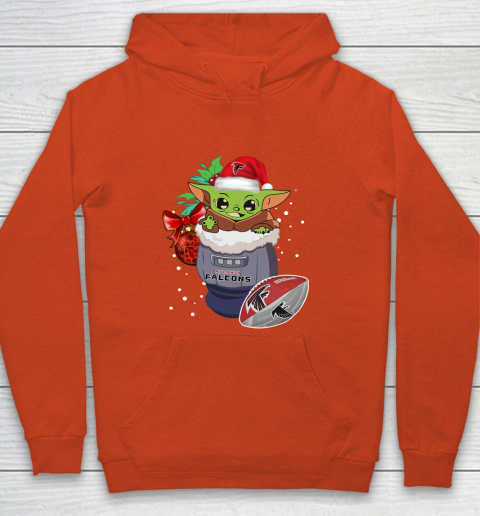 Atlanta Falcons Christmas Baby Yoda Star Wars Funny Happy NFL Youth Hoodie 4