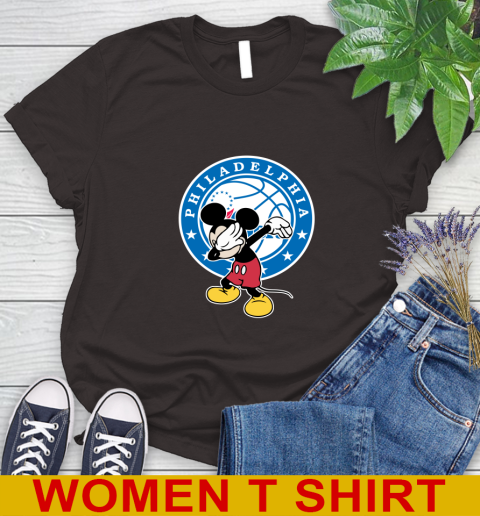 Philadelphia 76ers NBA Basketball Dabbing Mickey Disney Sports Women's T-Shirt 8