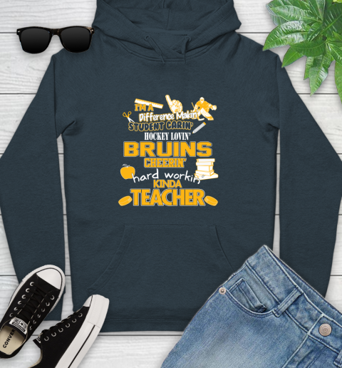 Boston Bruins NHL I'm A Difference Making Student Caring Hockey Loving Kinda Teacher Youth Hoodie 10