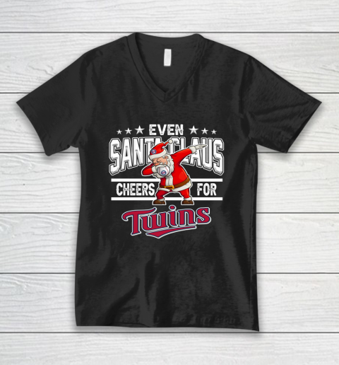 Minnesota Twins Even Santa Claus Cheers For Christmas MLB V-Neck T-Shirt