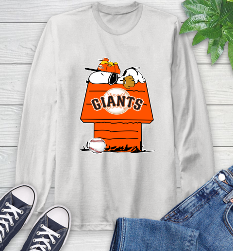MLB San Francisco Giants Snoopy Woodstock The Peanuts Movie Baseball T Shirt_000 Long Sleeve T-Shirt
