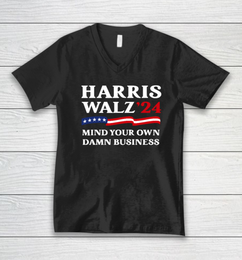Harris Waltz 2024 Mind Your Own Damn Business V-Neck T-Shirt