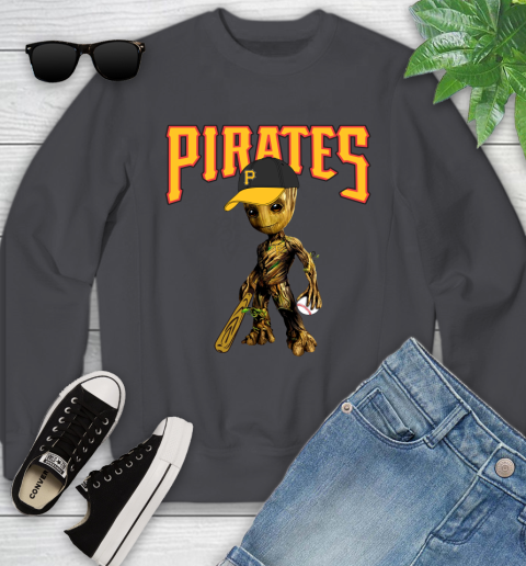 MLB Pittsburgh Pirates Groot Guardians Of The Galaxy Baseball Youth Sweatshirt 6