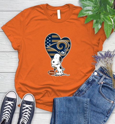 Los Angeles Rams NFL Football The Peanuts Movie Adorable Snoopy Women's T-Shirt 4