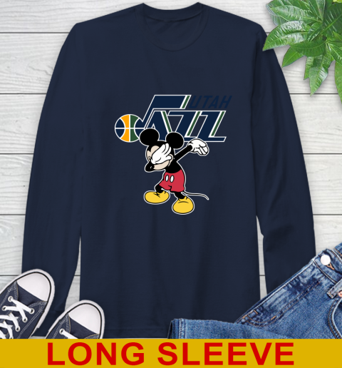 Utah Jazz NBA Basketball Dabbing Mickey Disney Sports Long Sleeve T-Shirt 4