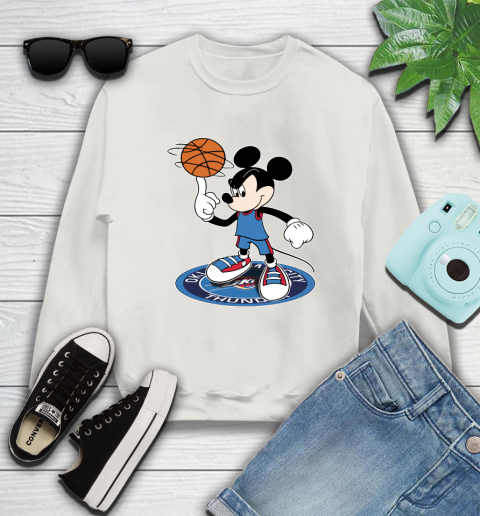 NBA Basketball Oklahoma City Thunder Cheerful Mickey Disney Shirt Sweatshirt 12
