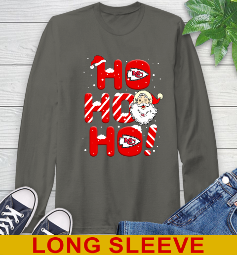 Kansas City Chiefs NFL Football Ho Ho Ho Santa Claus Merry Christmas Shirt Long Sleeve T-Shirt 10