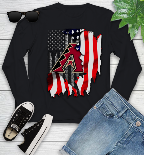 Arizona Diamondbacks MLB Baseball American Flag Youth Long Sleeve