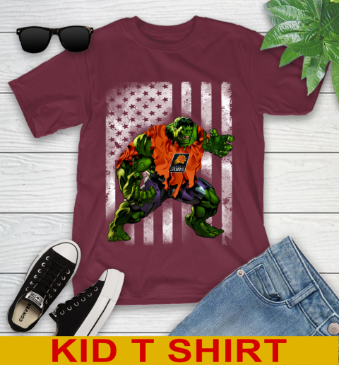 Phoenix Suns Hulk Marvel Avengers NBA Basketball American Flag Youth T-Shirt 5