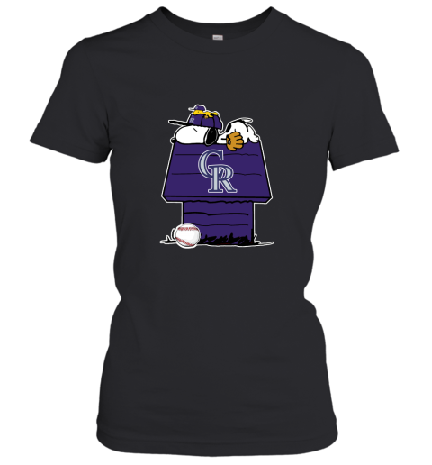 Colorado Rockies Snoopy And Woodstock Resting Together MLB Women's T-Shirt