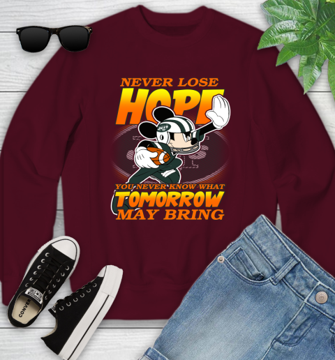 New York Jets NFL Football Mickey Disney Never Lose Hope Youth Sweatshirt 4