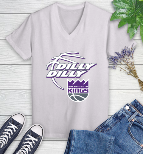 NBA Sacramento Kings Dilly Dilly Basketball Sports Women's V-Neck T-Shirt