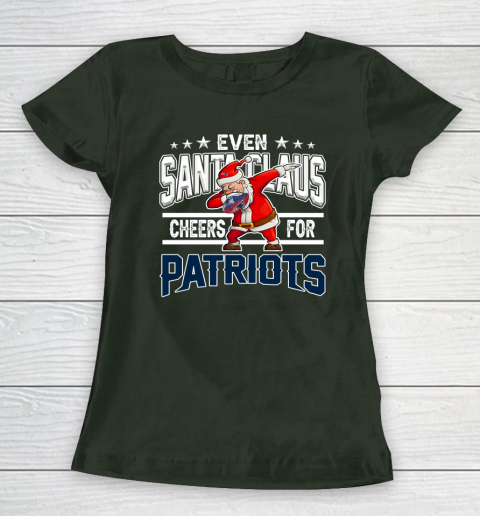 New England Patriots Even Santa Claus Cheers For Christmas NFL Women's T-Shirt 4