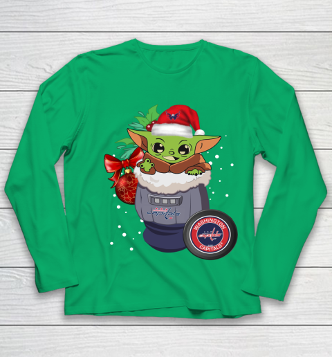 Washington Capitals Christmas Baby Yoda Star Wars Funny Happy NHL Youth Long Sleeve 6