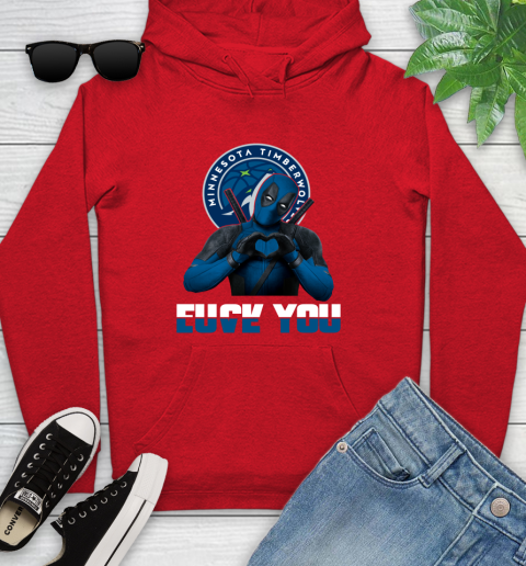 NBA Minnesota Timberwolves Deadpool Love You Fuck You Basketball Sports Youth Hoodie 12