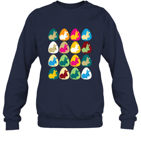 szjt easter rabbit inside easter egg color combination sweatshirt 35 front navy