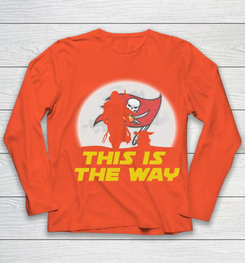 Tampa Bay Buccaneers NFL Football Star Wars Yoda And Mandalorian This Is The Way Youth Long Sleeve 3