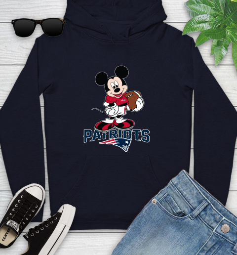 NFL Football New England Patriots Cheerful Mickey Mouse Shirt Youth Hoodie 4