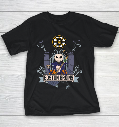 NHL Boston Bruins Hockey Jack Skellington Halloween Youth T-Shirt