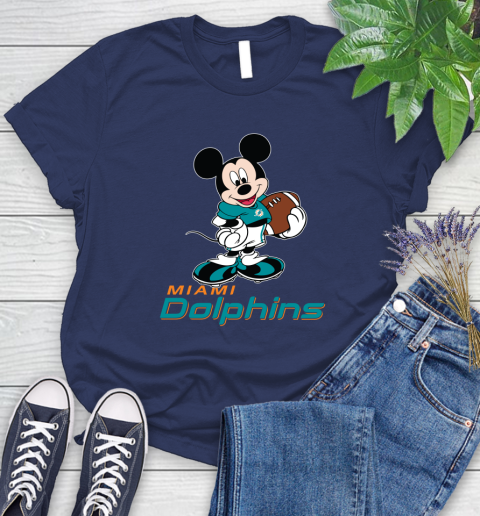 NFL Football Miami Dolphins Cheerful Mickey Mouse Shirt Women's T-Shirt 12