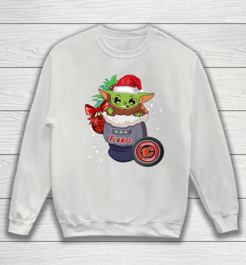 Calgary Flames Christmas Baby Yoda Star Wars Funny Happy NHL Sweatshirt 5
