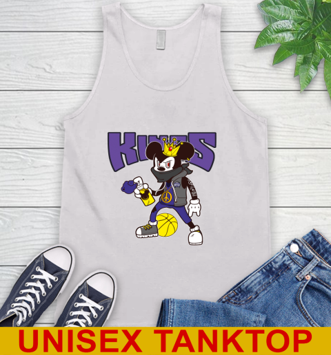 Sacramento Kings NBA Basketball Mickey Peace Sign Sports Tank Top